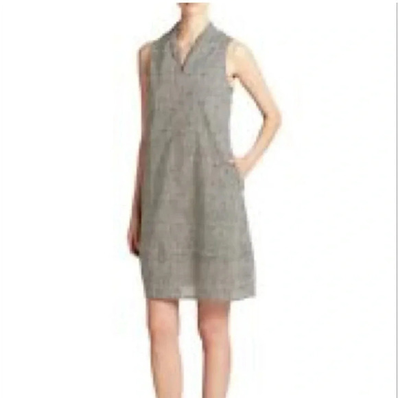 Eileen Fisher Pebble Print V-Neck Shift Sleeveless Dress Pockets Lightweight XL - Picture 1 of 11